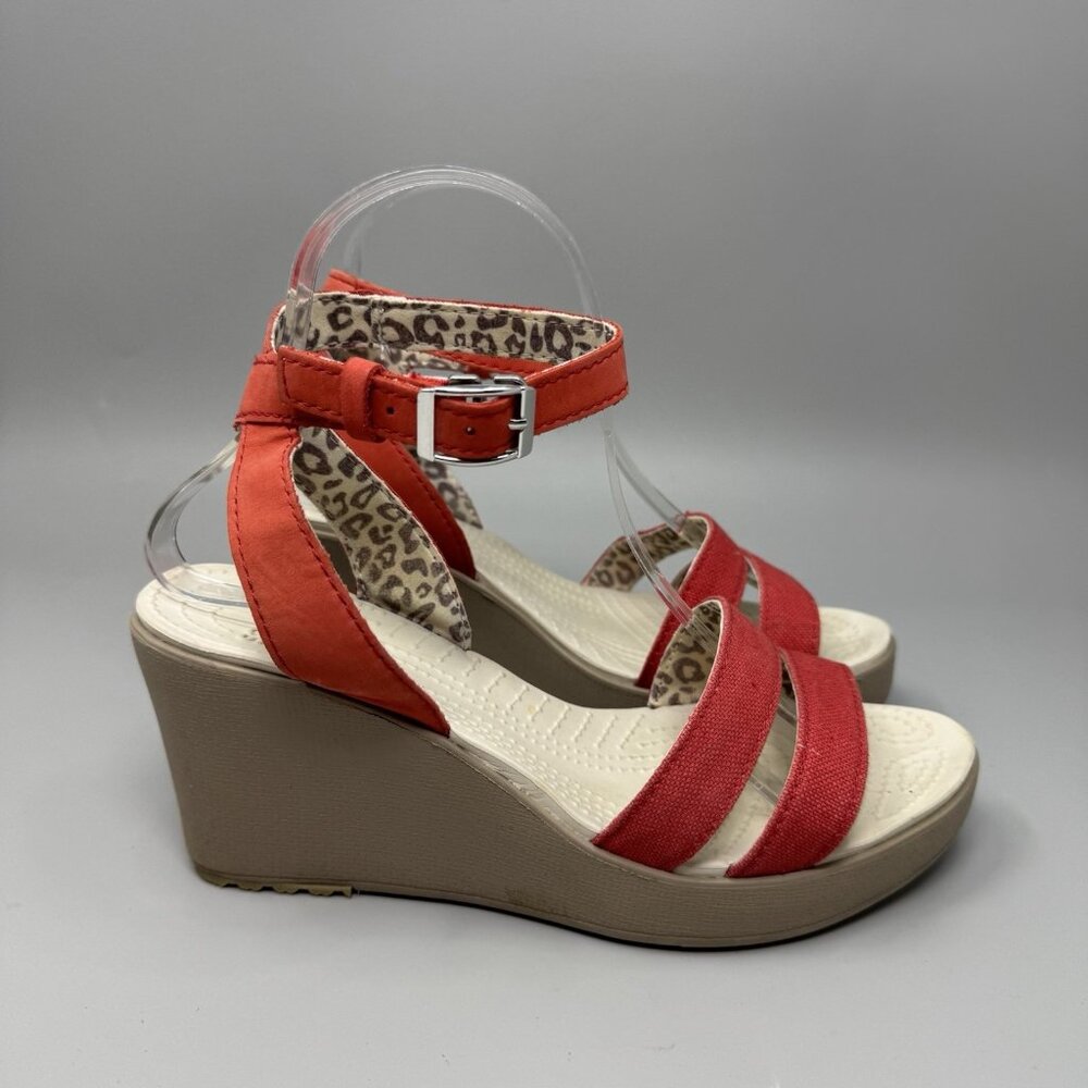 Crocs Leigh II Womens Size 8 Comfort Wedge Heel Shoes Sandals 11382